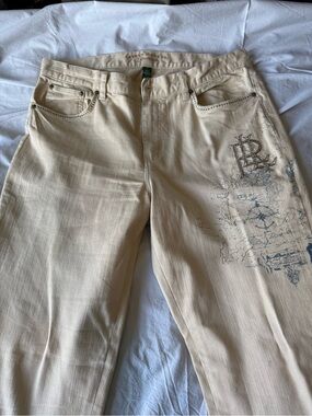 Lauren Ralph Lauren Cream Jeans with Navy Graphic